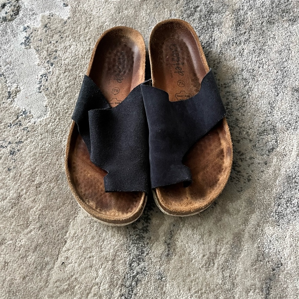 Navy Blue Biostep Suede Slide Sandals